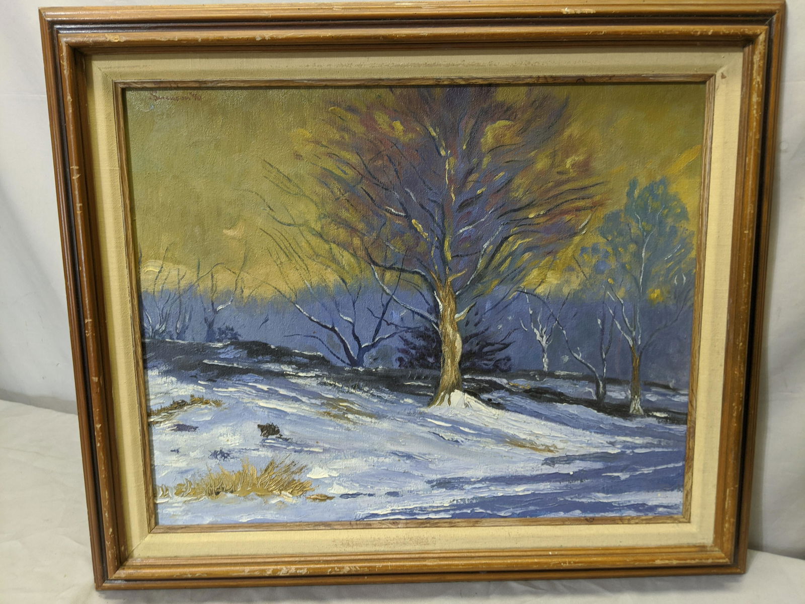 Signed Winter Landscape Oil on Board Painting (1 of 15)