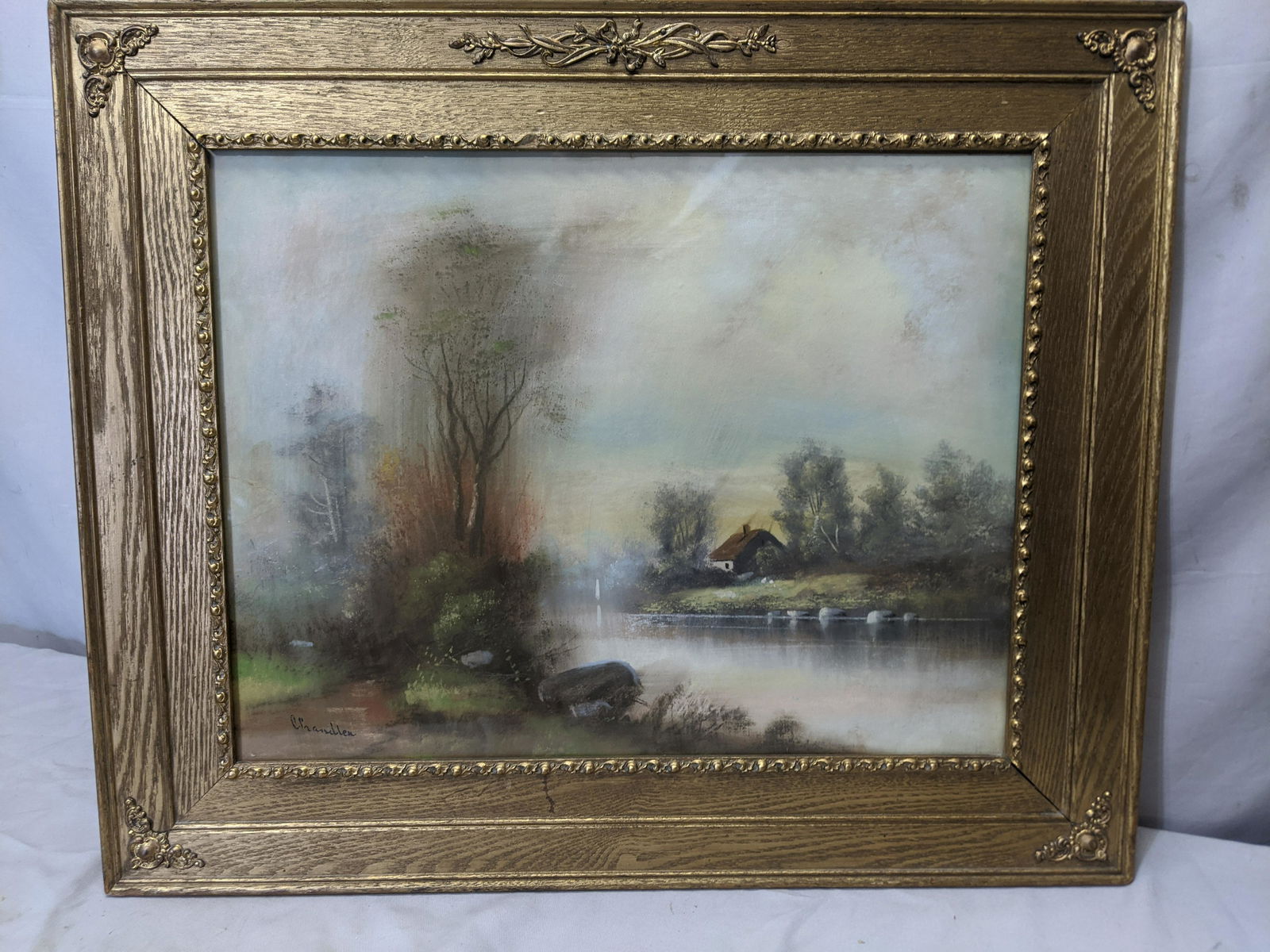 William Henry Chandler Pastel River Scene Painting (1 of 14)