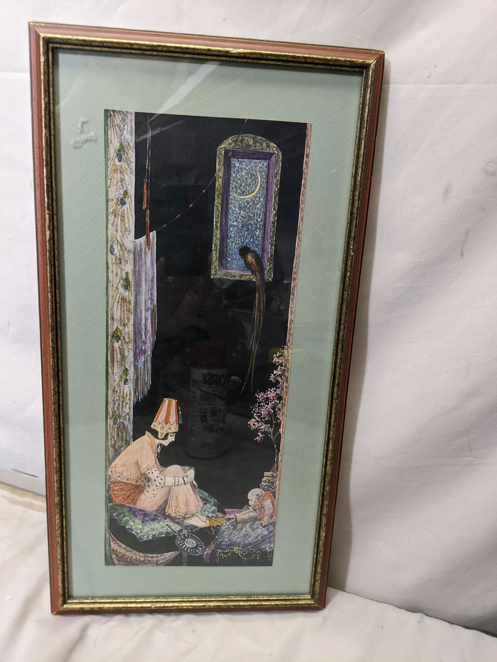 1920's Art Deco Marygold Persian Watercolor Painting (1 of 7)