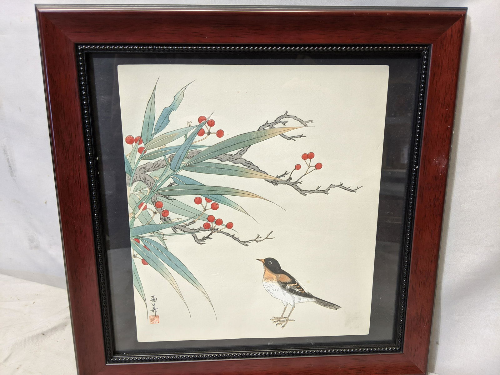 c1930's Unknown Artist Japanese Woodblock Print Bird (1 of 9)