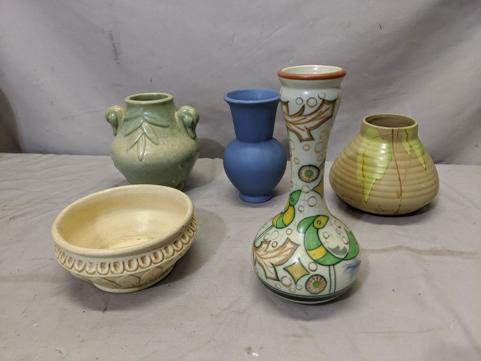 Lot Signed Assorted Art Pottery Bowl & Vases Weller (1 of 6)