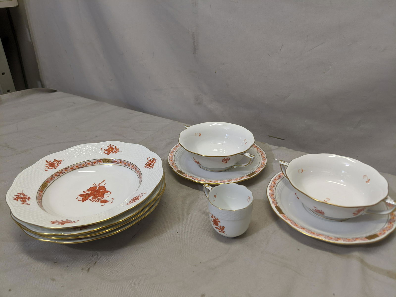 Lot 10 Herend Fortuna Porcelain Cream Bowls Saucers Cup (1 of 8)