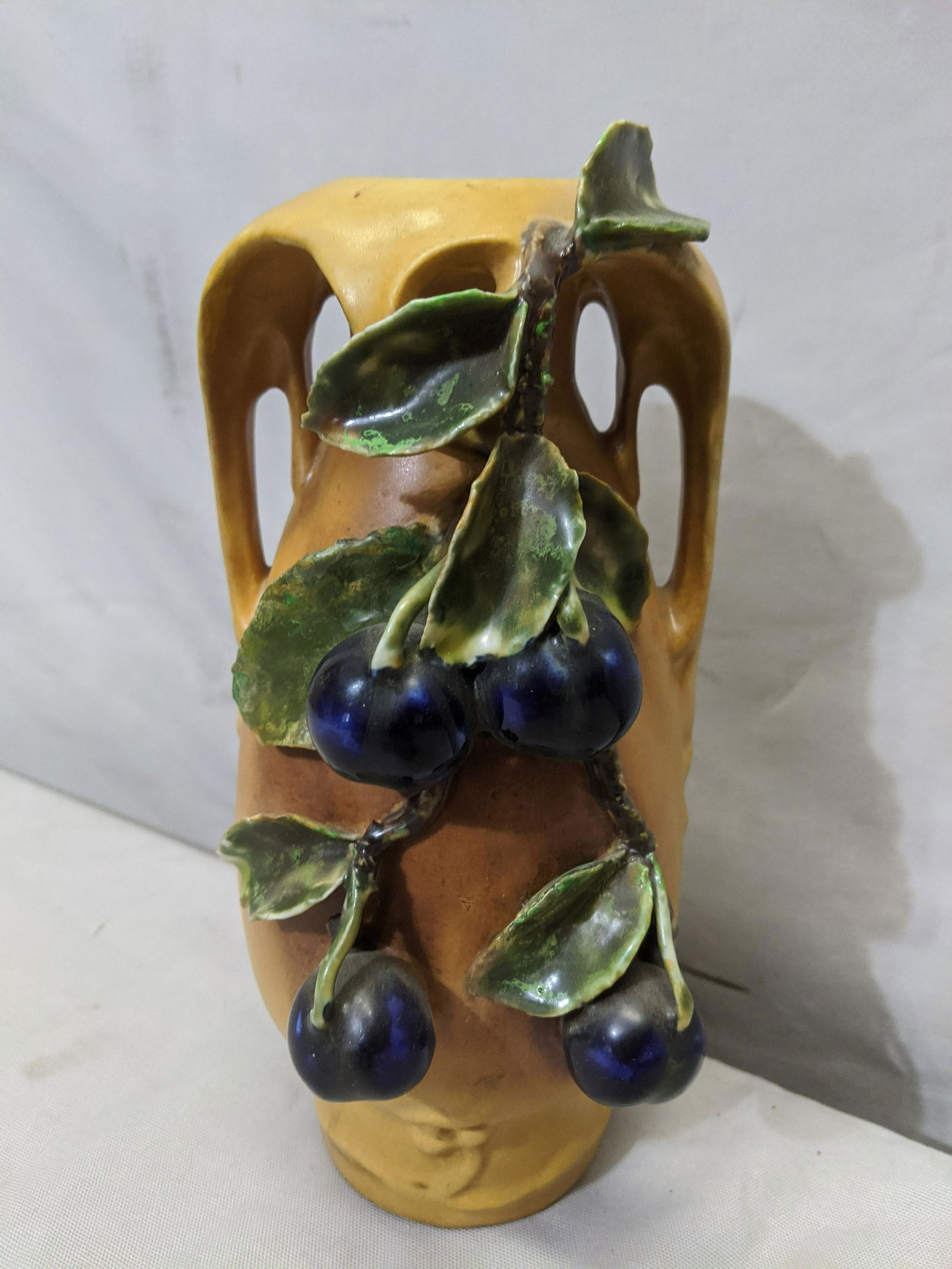 Early Amphoria Art Pottery Vase Yellow w/ Berries (1 of 6)