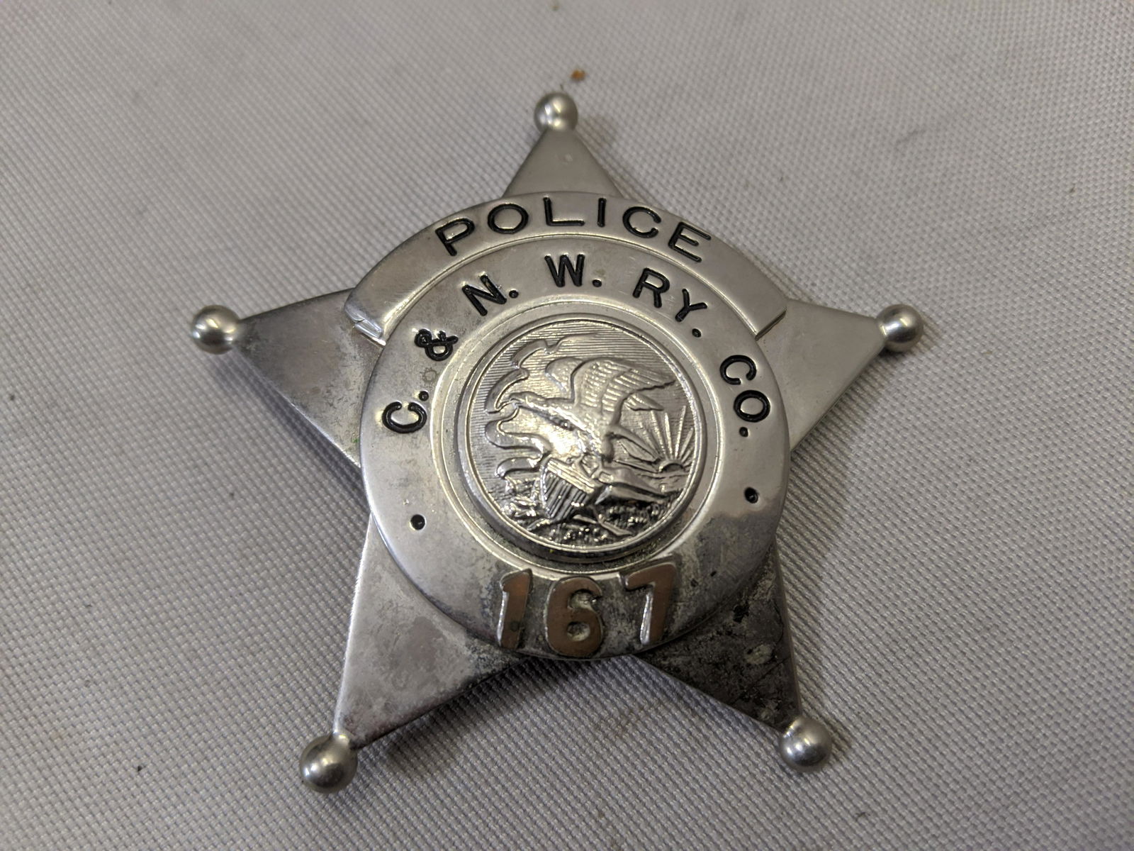 Antique Obsolete C&NW Railway Co Police Badge (1 of 4)