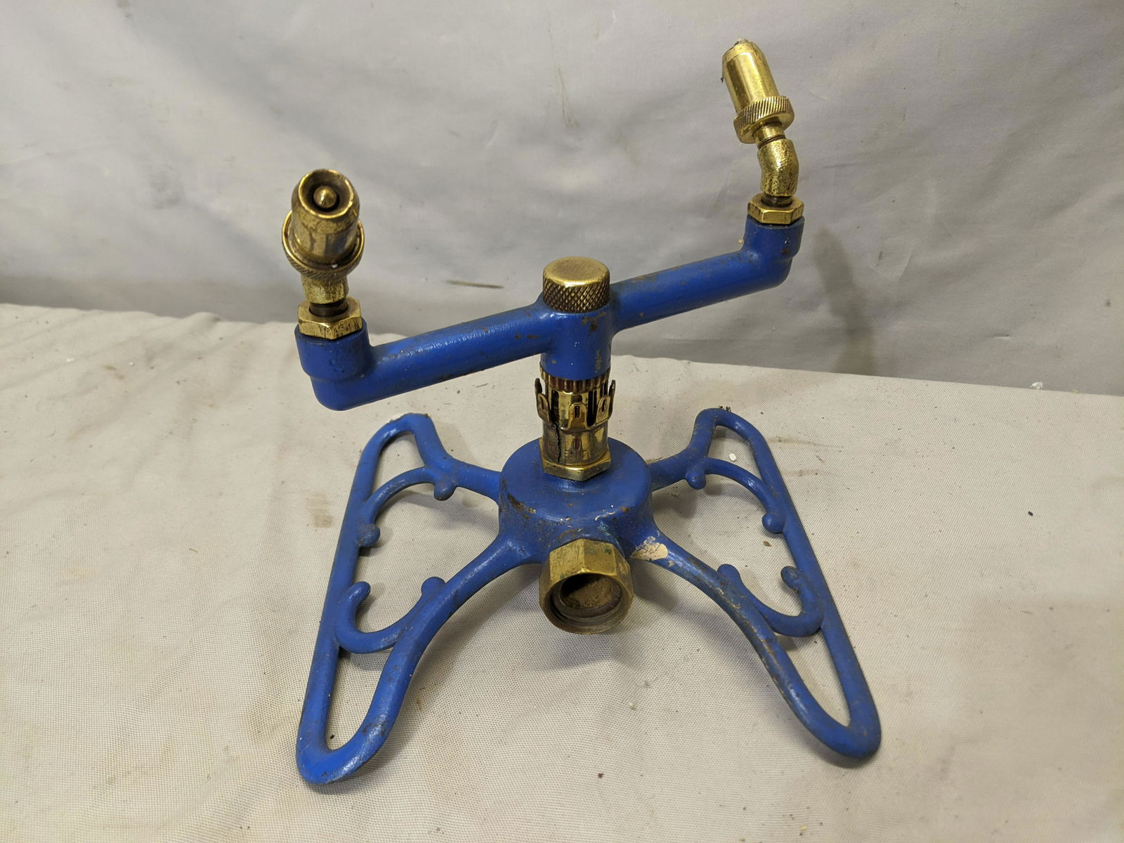 Antique Brass & Blue Painted Cast Iron Sprinkler (1 of 5)