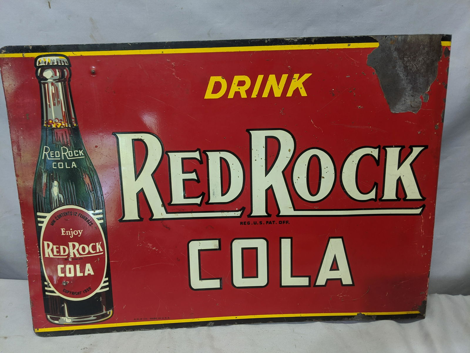 Early Red Rock Cola Painted Metal Flange Advert Sign (1 of 5)