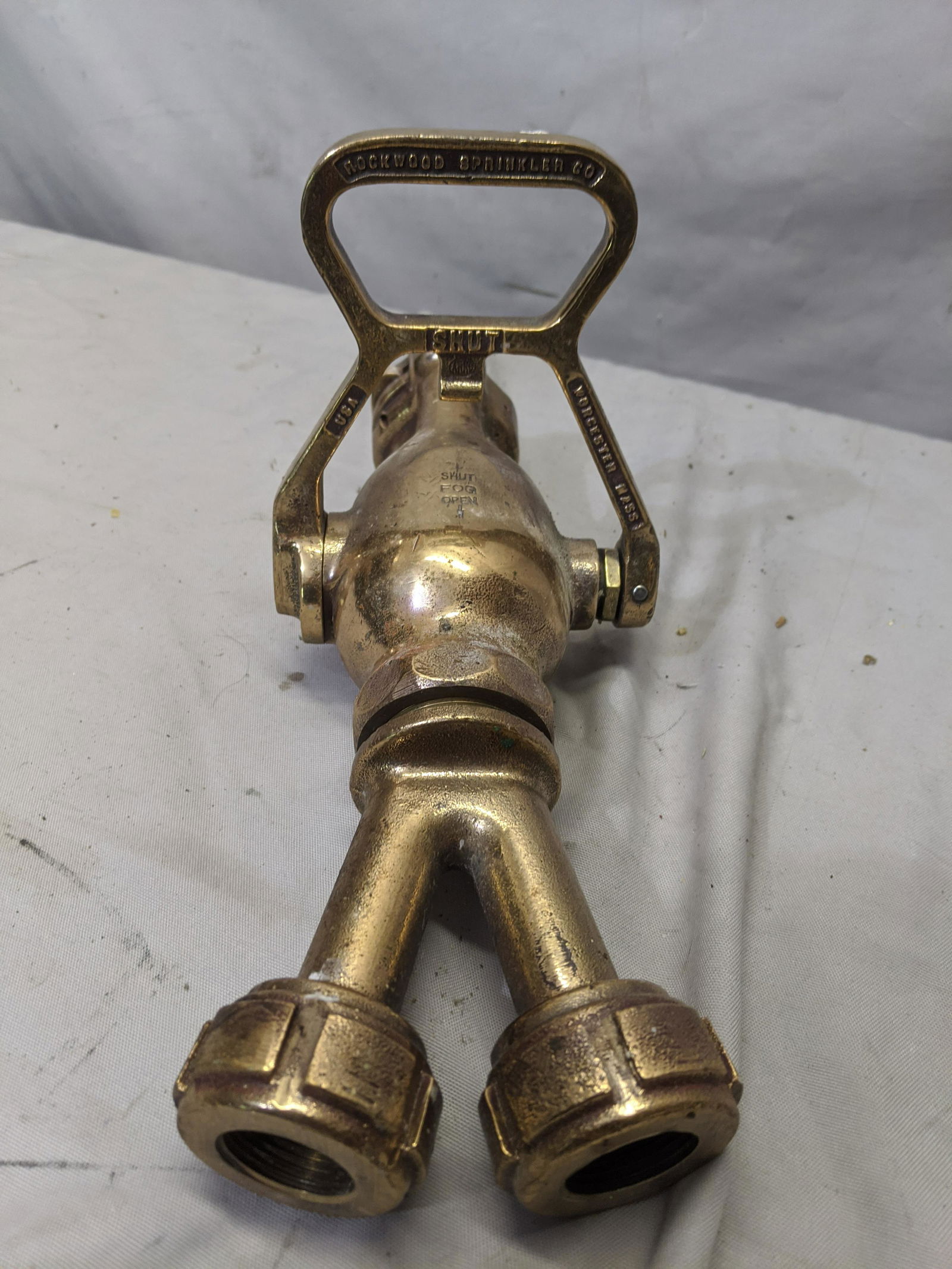 Antique Brass Rookwood Waterfog Double Fire Hose Nozzle (1 of 7)
