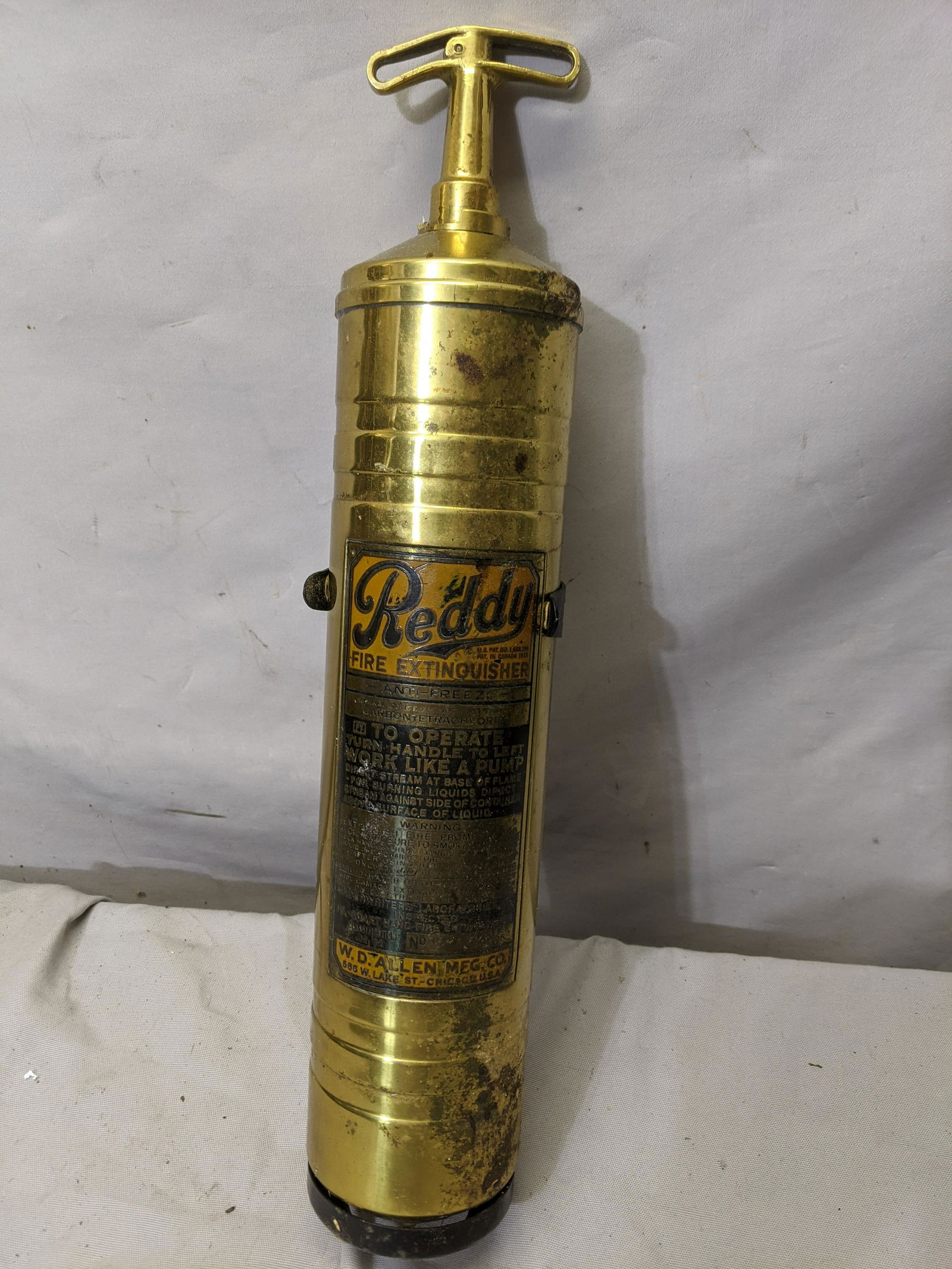 Antique Brass WD Allen Reddy Fire Extinguisher & (1 of 6)