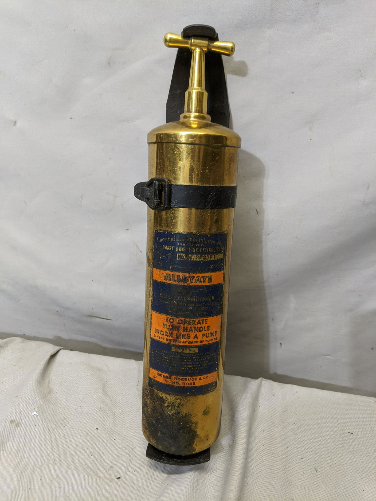 Antique Brass Sears Allstate Fire Extinguisher & (1 of 6)