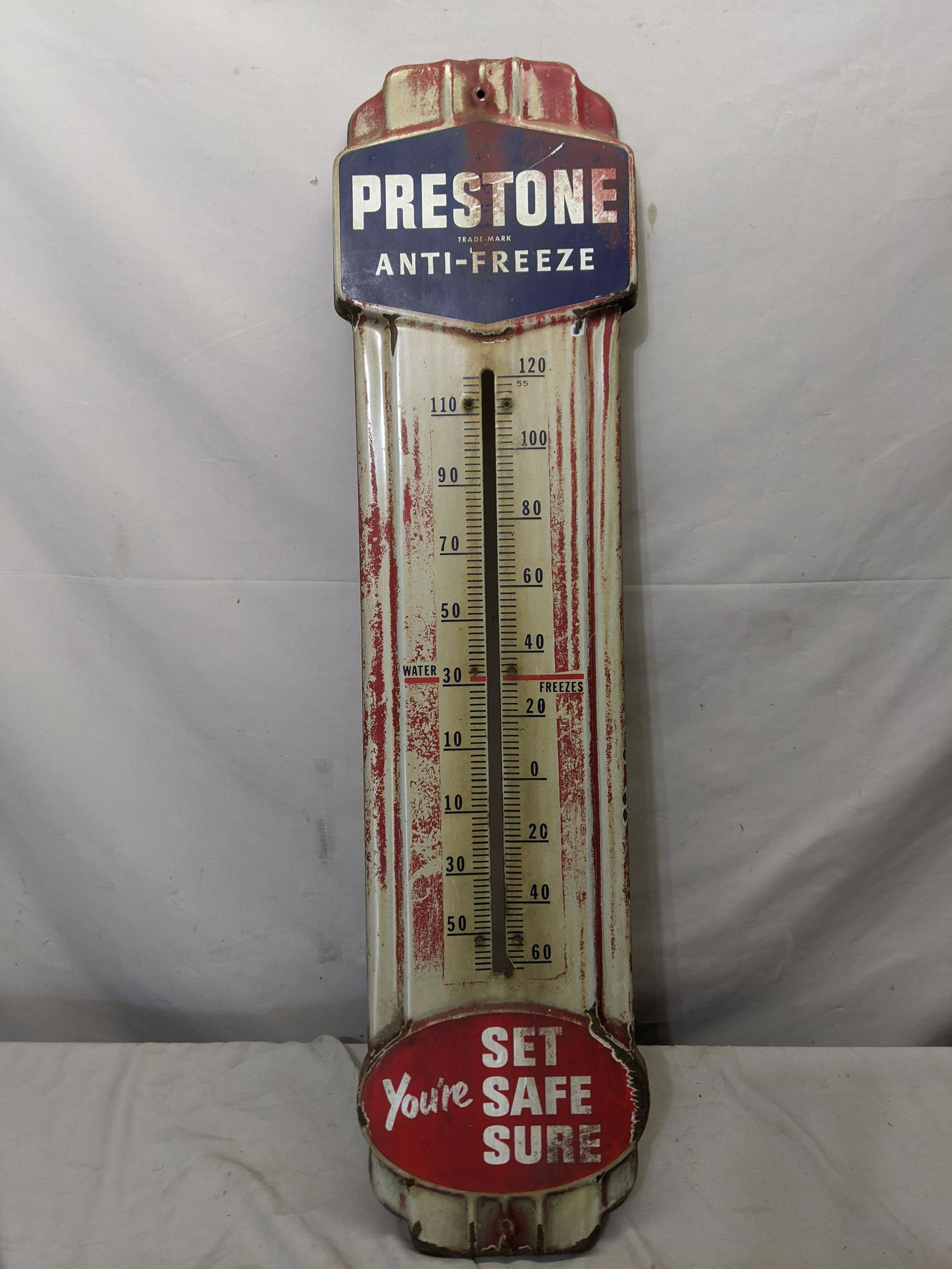 Vintage Prestone Anti-Freeze Metal Thermometer Wall (1 of 6)
