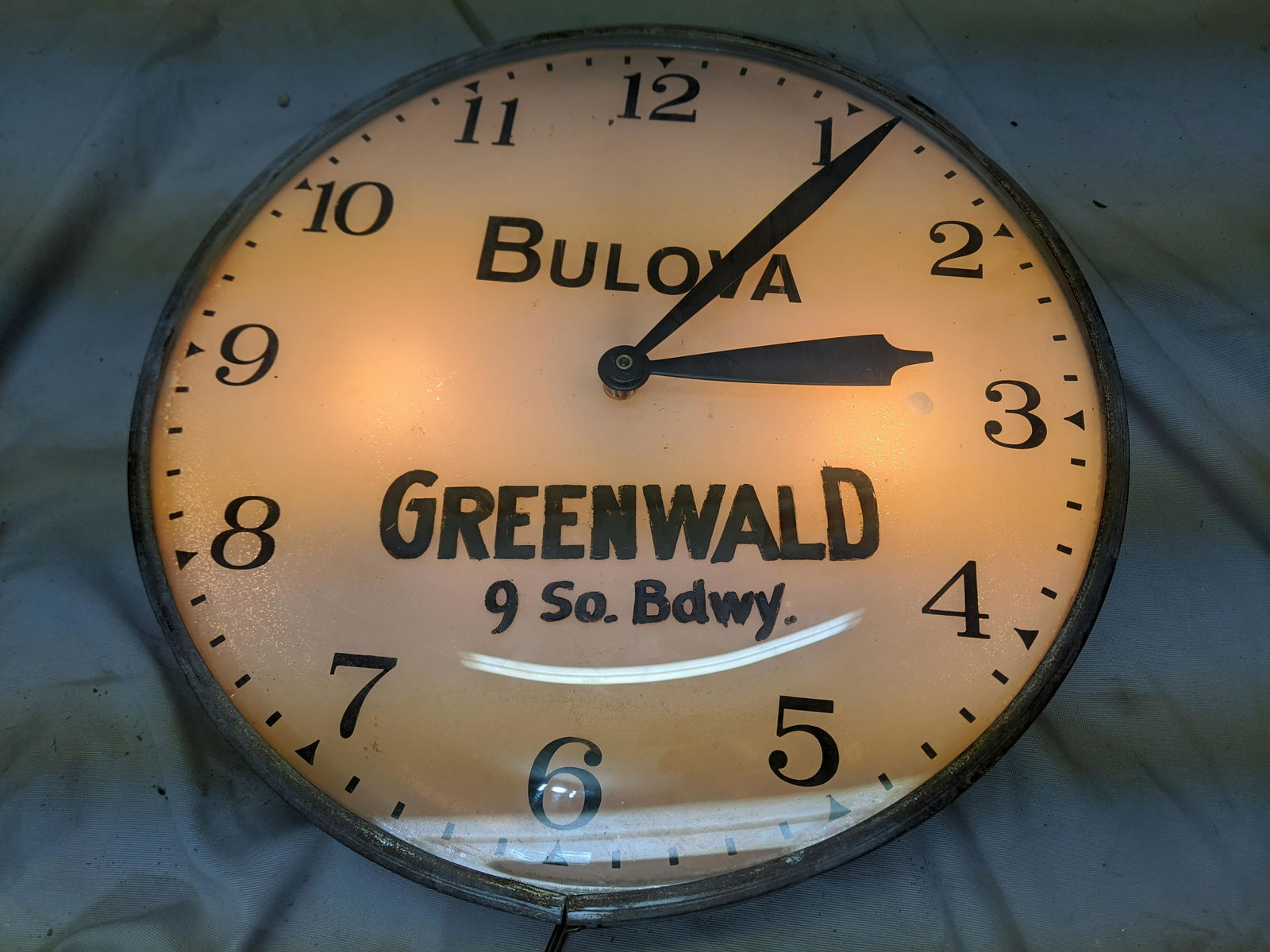 Old Bulova Watch Aurora, IL Bubble Glass Wall Advert (1 of 5)