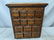 Antique Oak Wood Index File Drawer Table Top Cabinet
