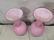 Pair Vintage Large Pink Hand Blown Art Glass Vases w/ - 3