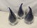 Set 3 Cobalt Blue & Silver Dust in Art Glass Sculpture - 3