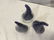 Set 3 Cobalt Blue & Silver Dust in Art Glass Sculpture - 5