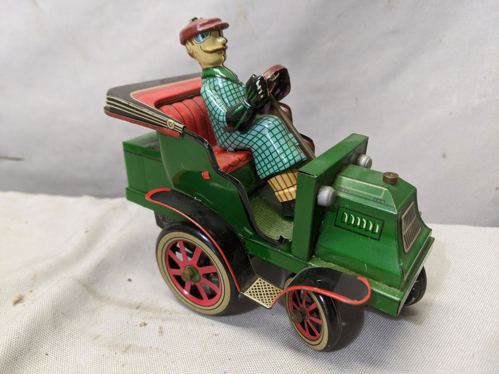 Vintage Tin Litho Wind Up Jalopy Open Car (1 of 6)