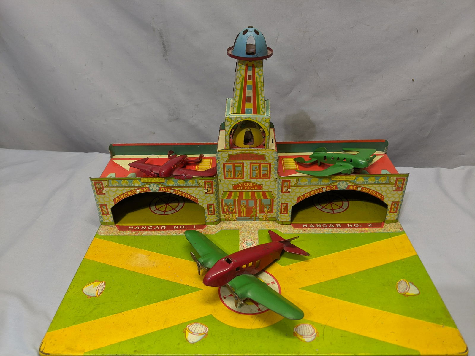 American Airlines Tin Litho Airport Terminal w/ 3 (1 of 8)