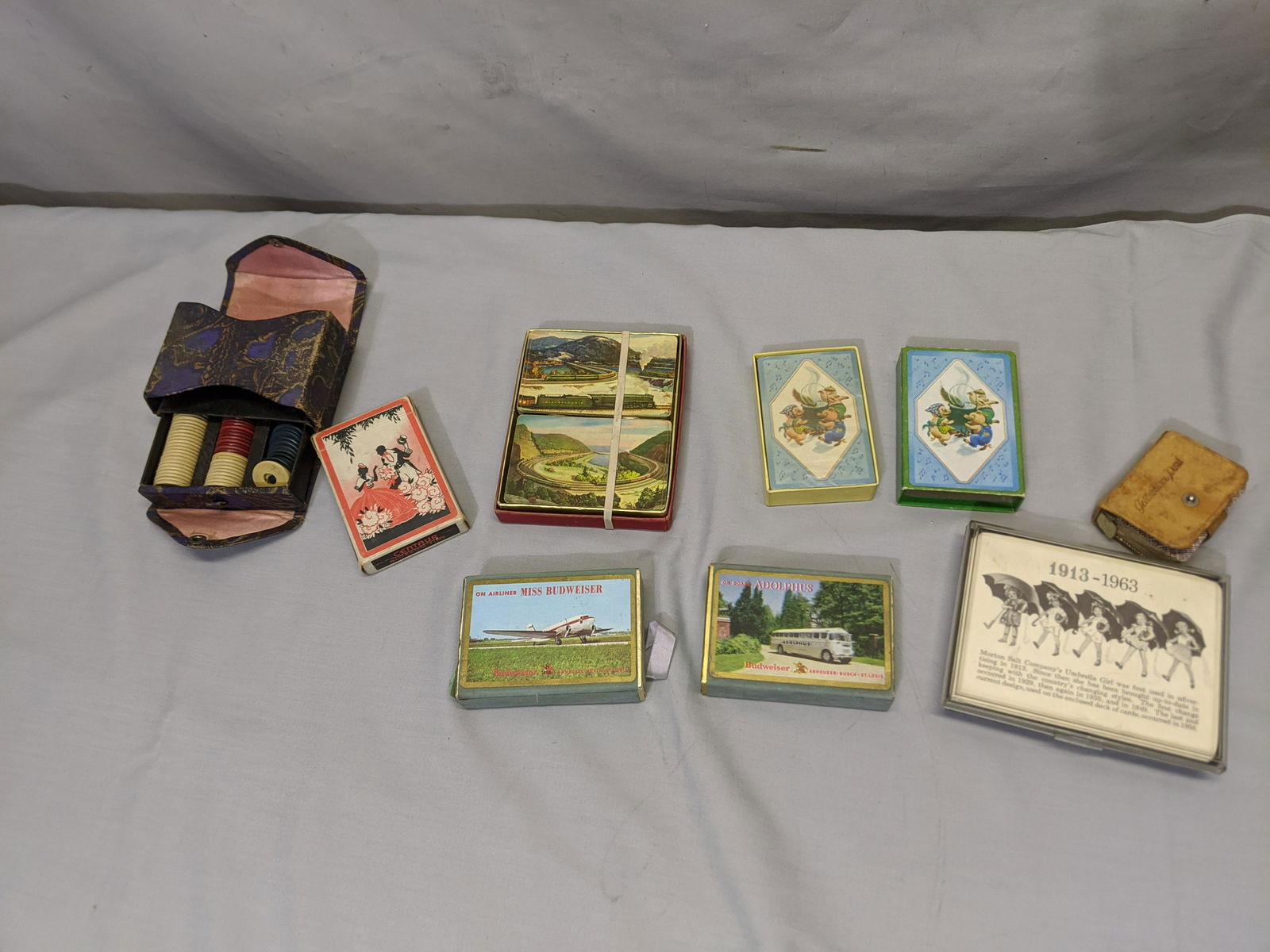 Lot Old Playing Cards Advertising Kids & Set w/ Chips (1 of 6)