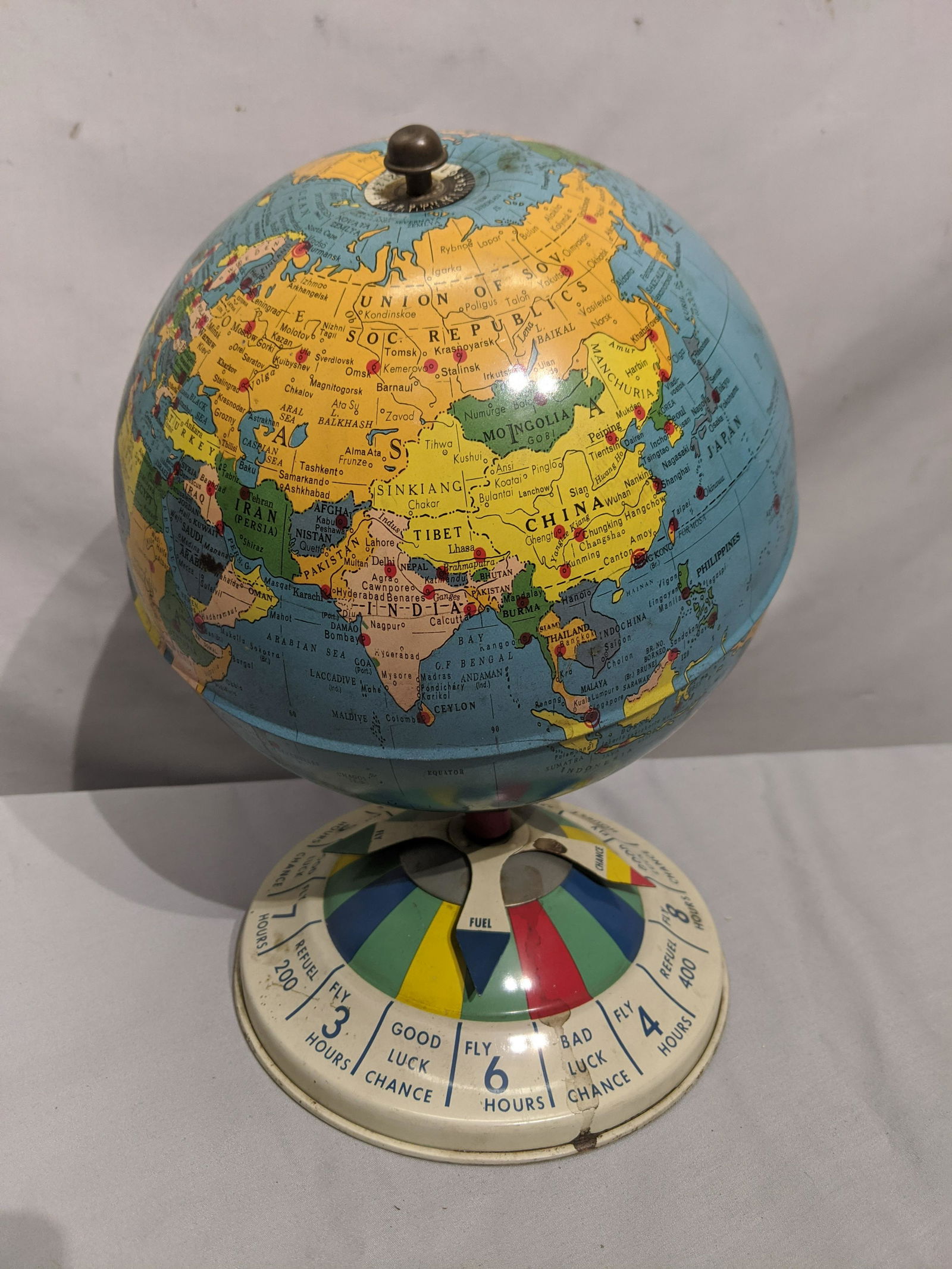 Vintage Tin Litho Reploge World Air Race Globe 8 in (1 of 7)