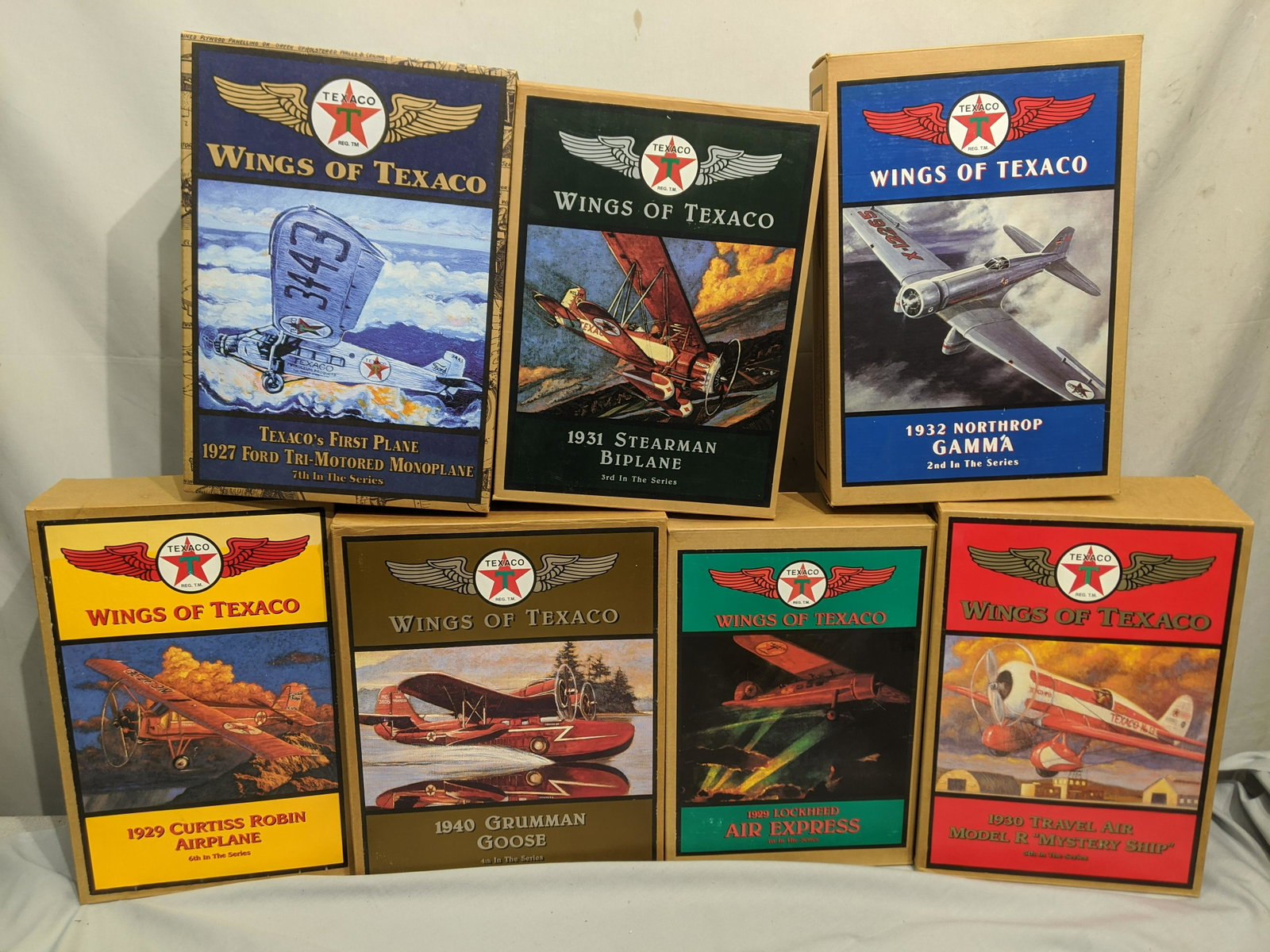 Lot 7 Wings of Texaco Ertle Airplanes New in Boxes: Lot 7 Wings of Texaco Ertle Airplanes New in Boxes. We offer in-house shipping. Item(s) will be packed after invoice is paid and shipping cost will be collected seperatly via the Shipping Saint System