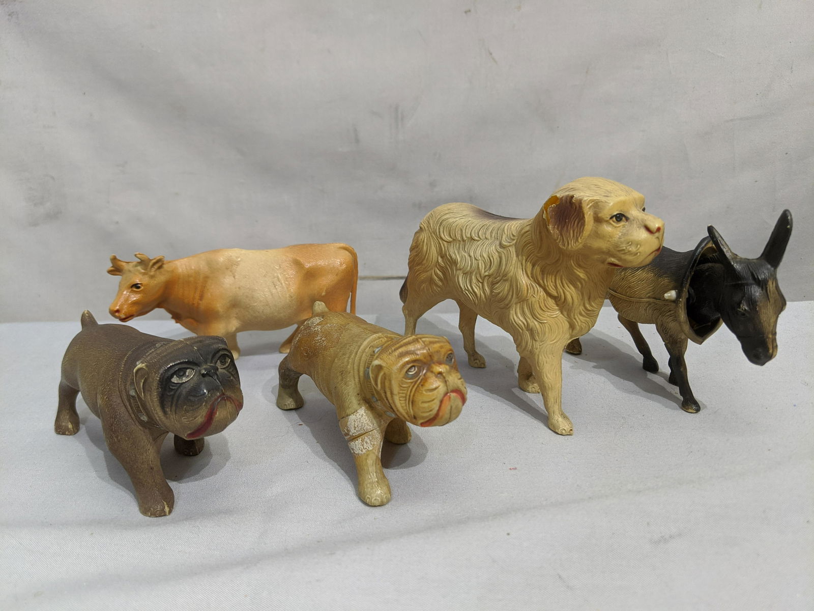Lot 5 Vintage Celluloid Animals Bulldog Nodder Donkey (1 of 6)