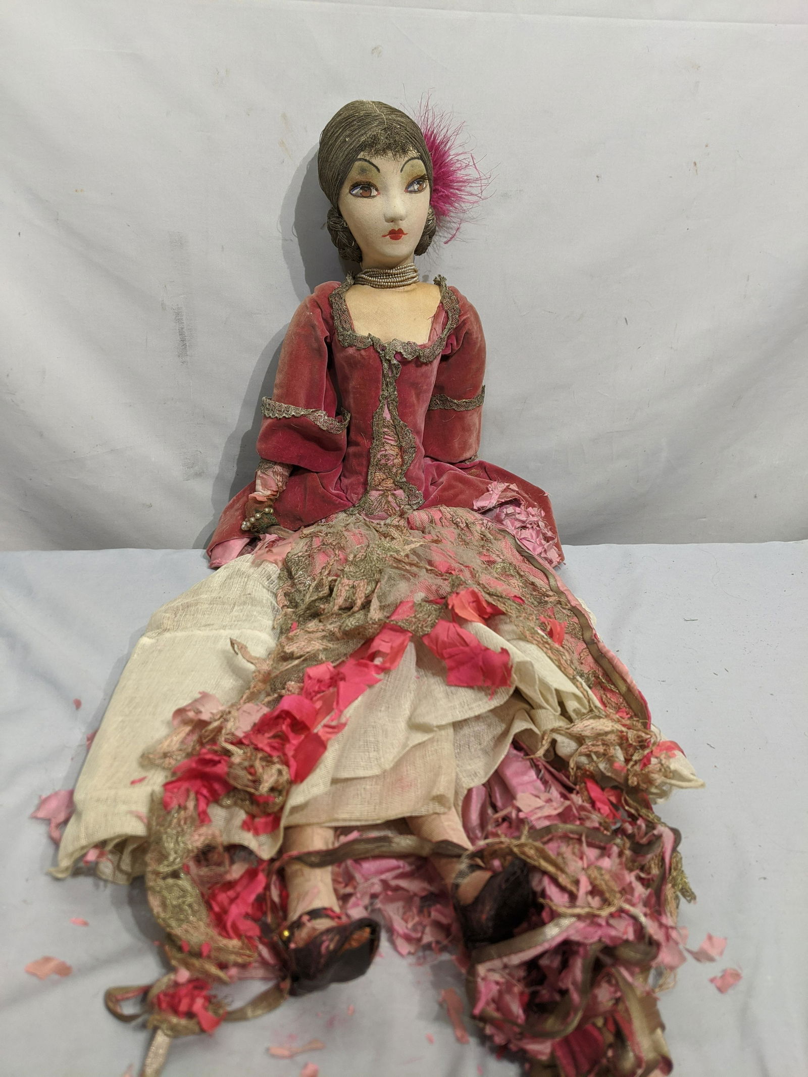 c1920's Flapper Girl 29 high Cloth Bed Doll (1 of 8)
