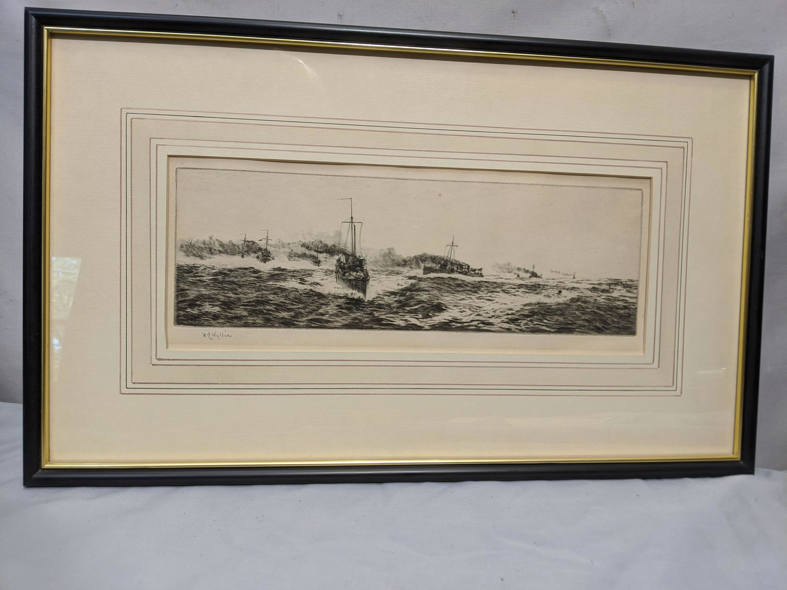 William Lionel Wyllie Naval Battle Drypoint Etching (1 of 9)