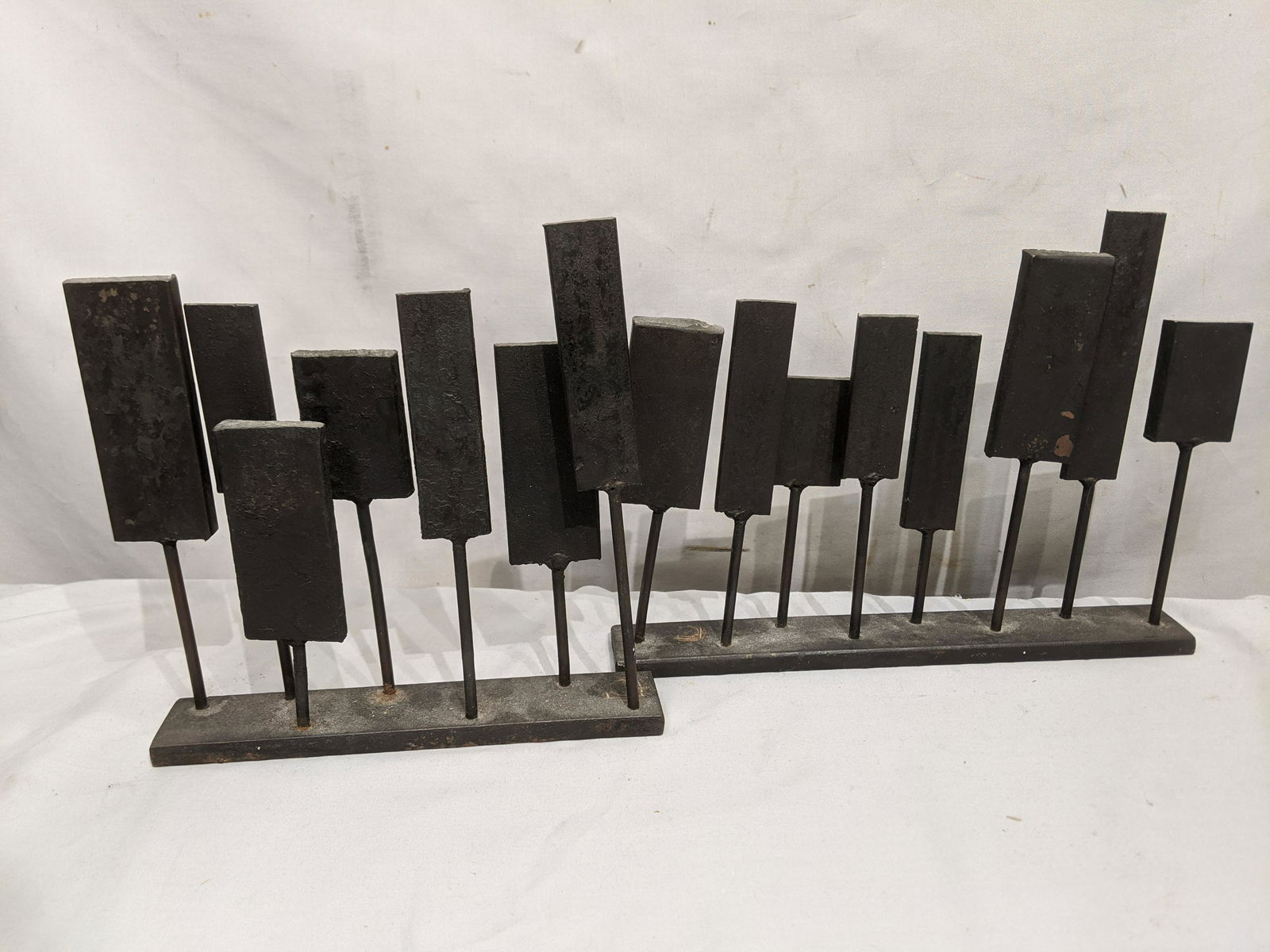 Pair Mid-Century Brutalist Signed FC Tree Metal (1 of 7)