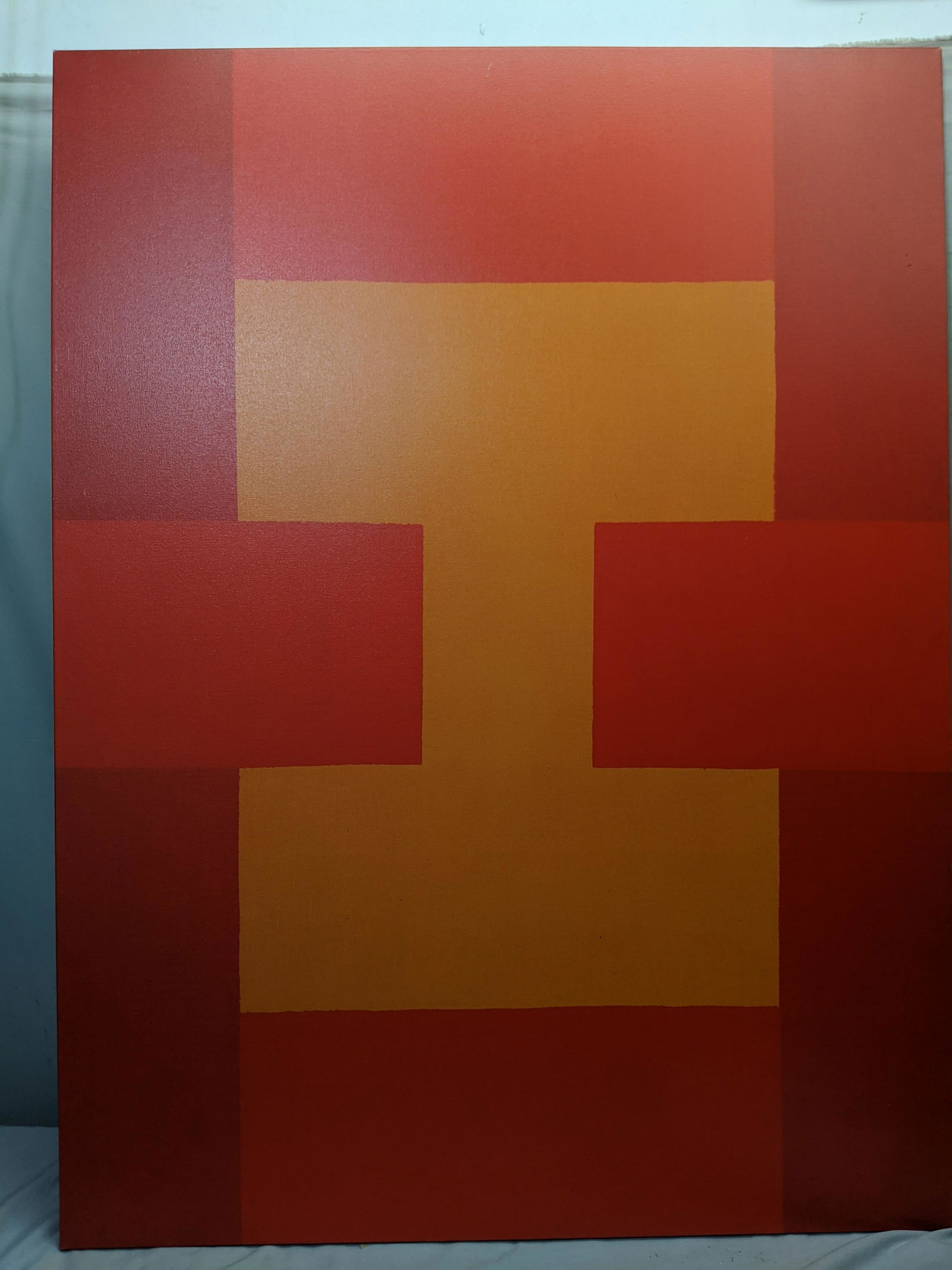 Vintage Large Orange Abstract Oil Painting on Canvas (1 of 8)