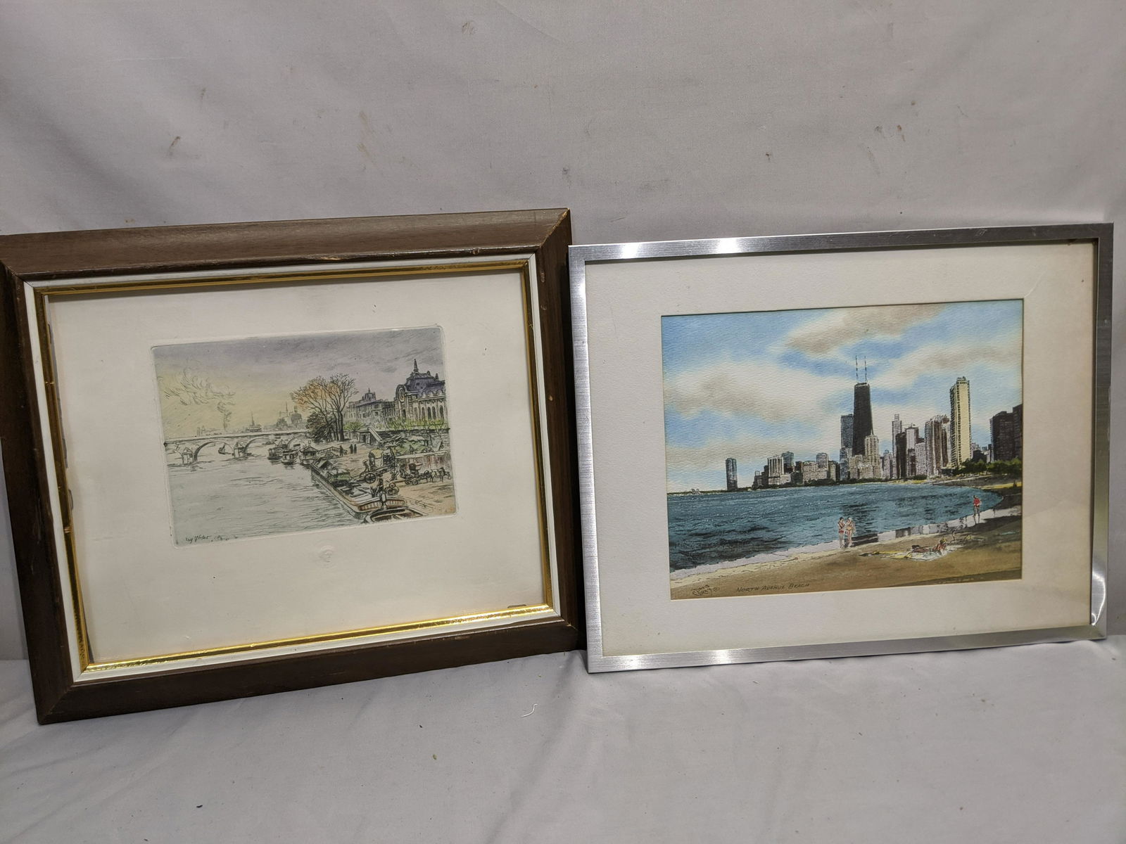 Lot 2 Chicago Waterfront Signed Art Watercolor & (1 of 12)