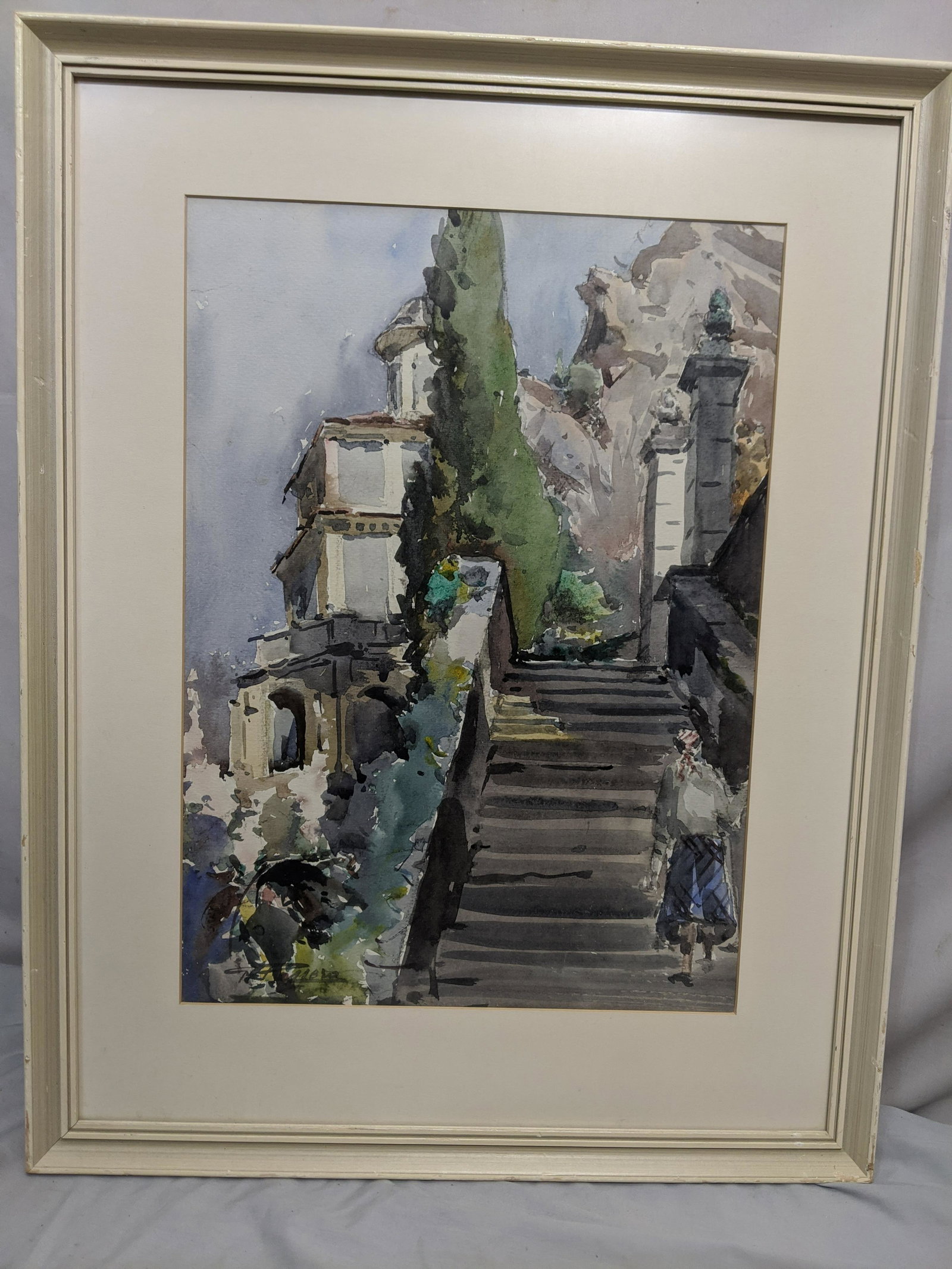 Giuseppe Passera Switzerland Street Scene Watercolor: Giuseppe Passera Switzerland Street Scene Watercolor Painting framed under glass. Signed lower left. Measurements in inches: 19 1/2 x 25, Image: 13 x 17 1/2 Condition:Good with no problems Shipping:We