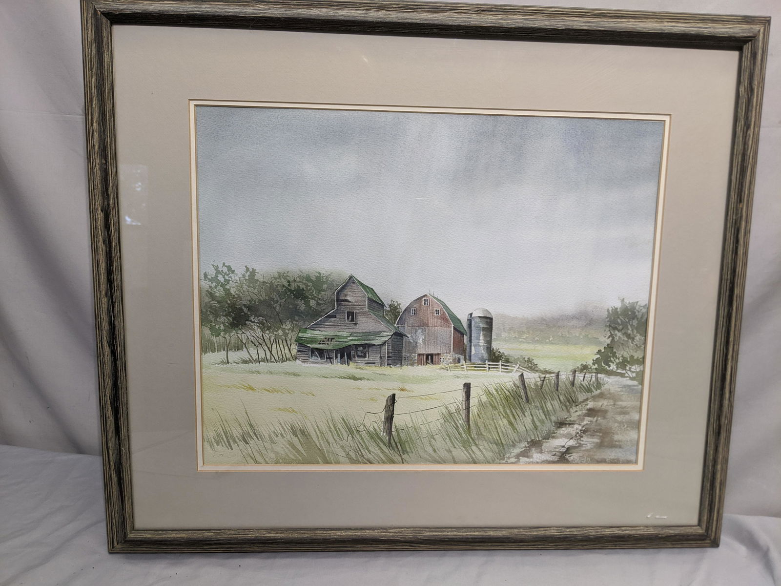 Signed Old Country Farm Watercolor Painting (1 of 14)