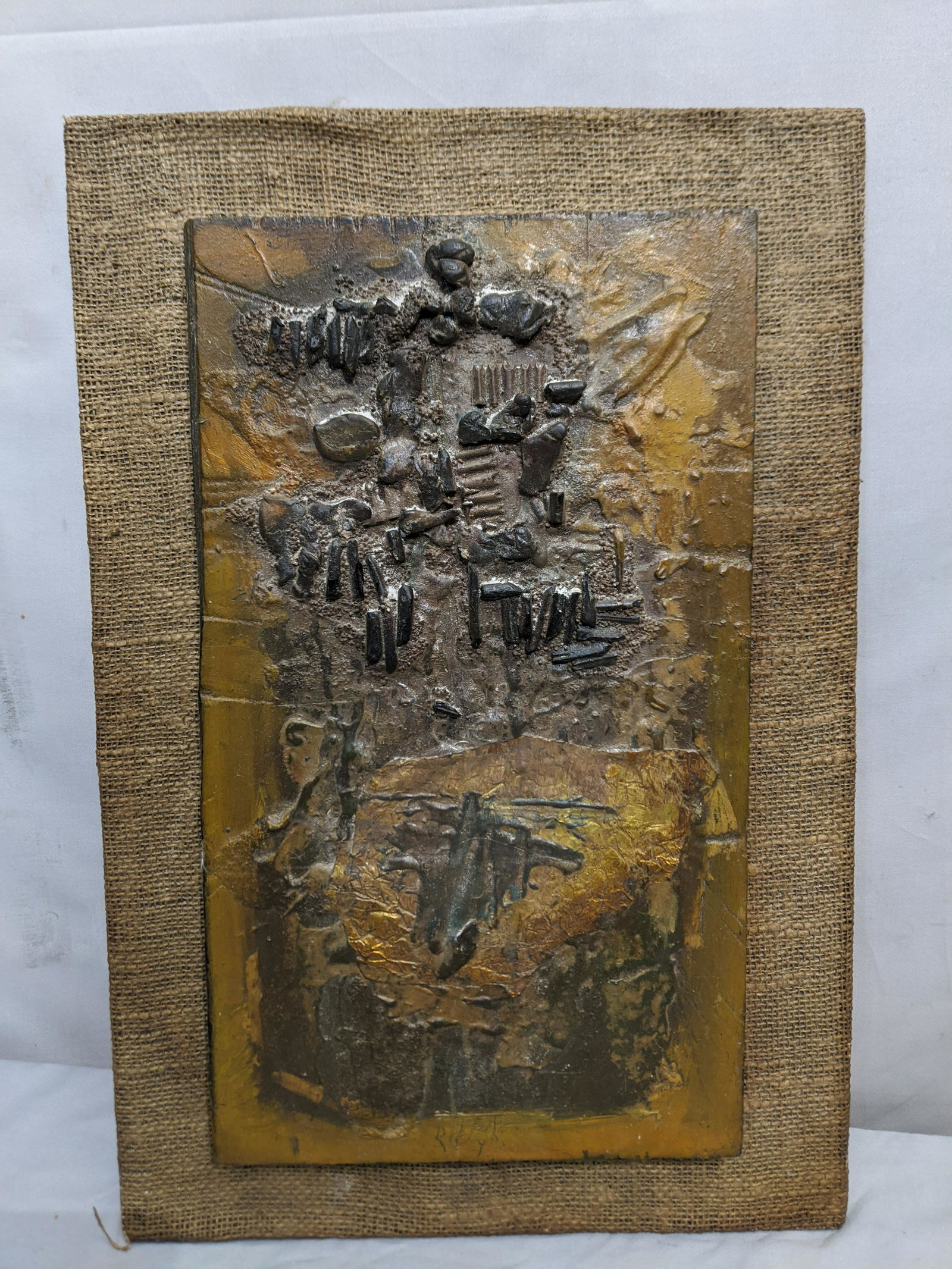 Vintage Signed Modern Art Abstract Mixed Media On Wood (1 of 10)
