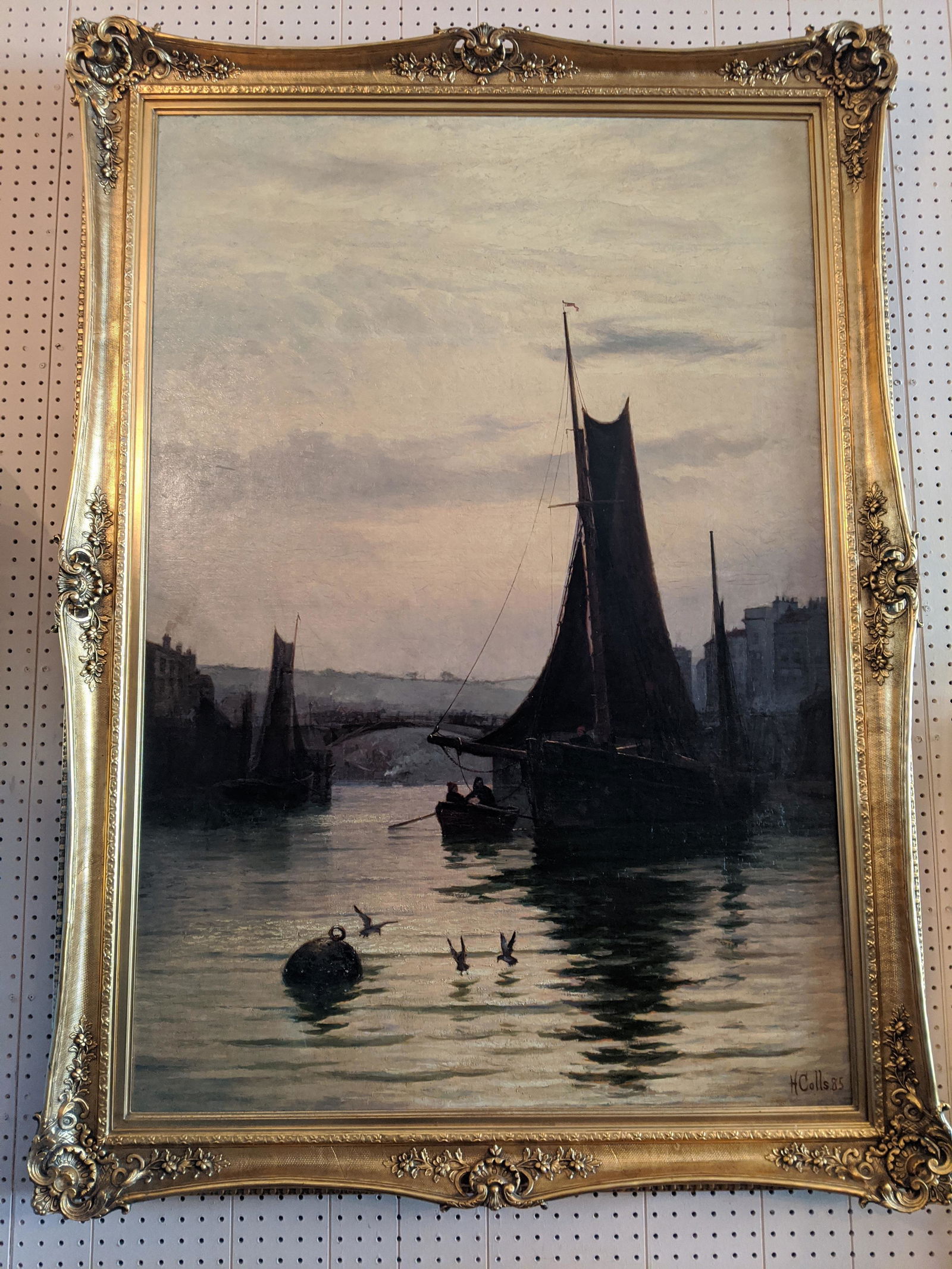 1885 Harry Colls Huge Oil Painting of Sailboat (1 of 14)