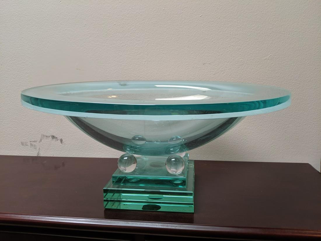 Salvatore Parisi Glass Oval Centerbowl on Base Signed (1 of 6)
