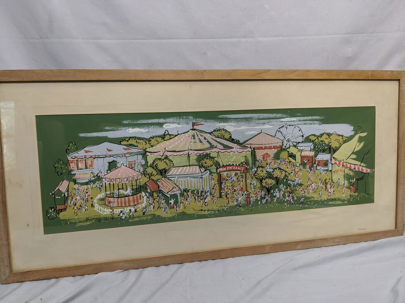 Vintage Unsigned Gouache Painting of Circus Fair (1 of 12)