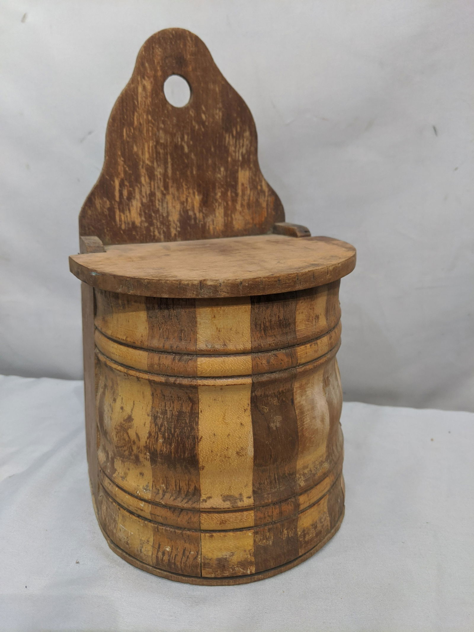 Antique Handmade Primitive Wooden Salt Box Wall Hanging (1 of 5)