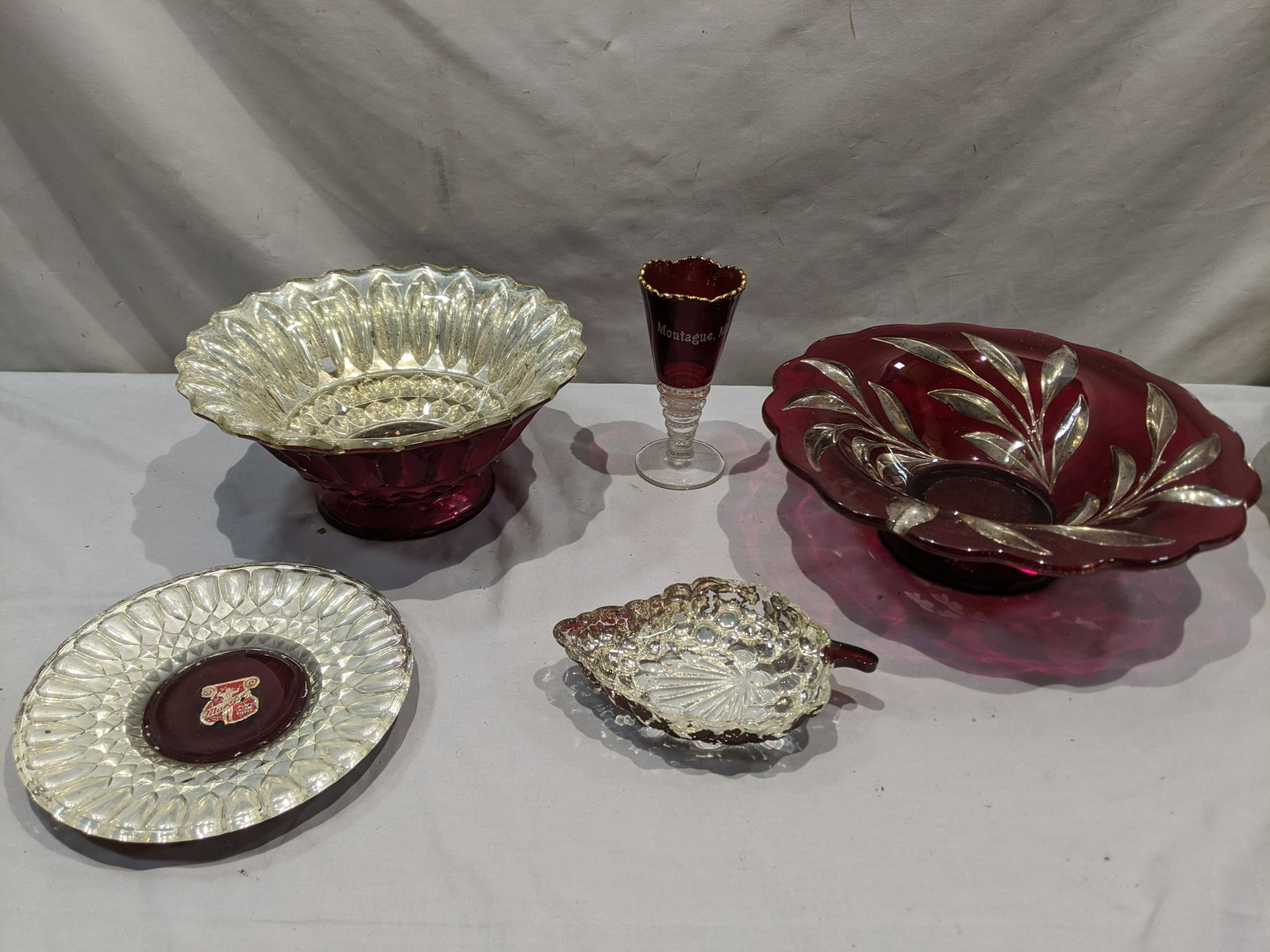 Lot 5 Ruby Red & Inlaid Silver Assorted Glass Maestro (1 of 10)