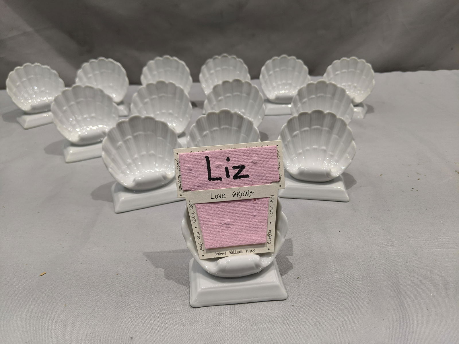Set 14 Fitz Floyd Shell Shaped Ceramic Place Card (1 of 5)