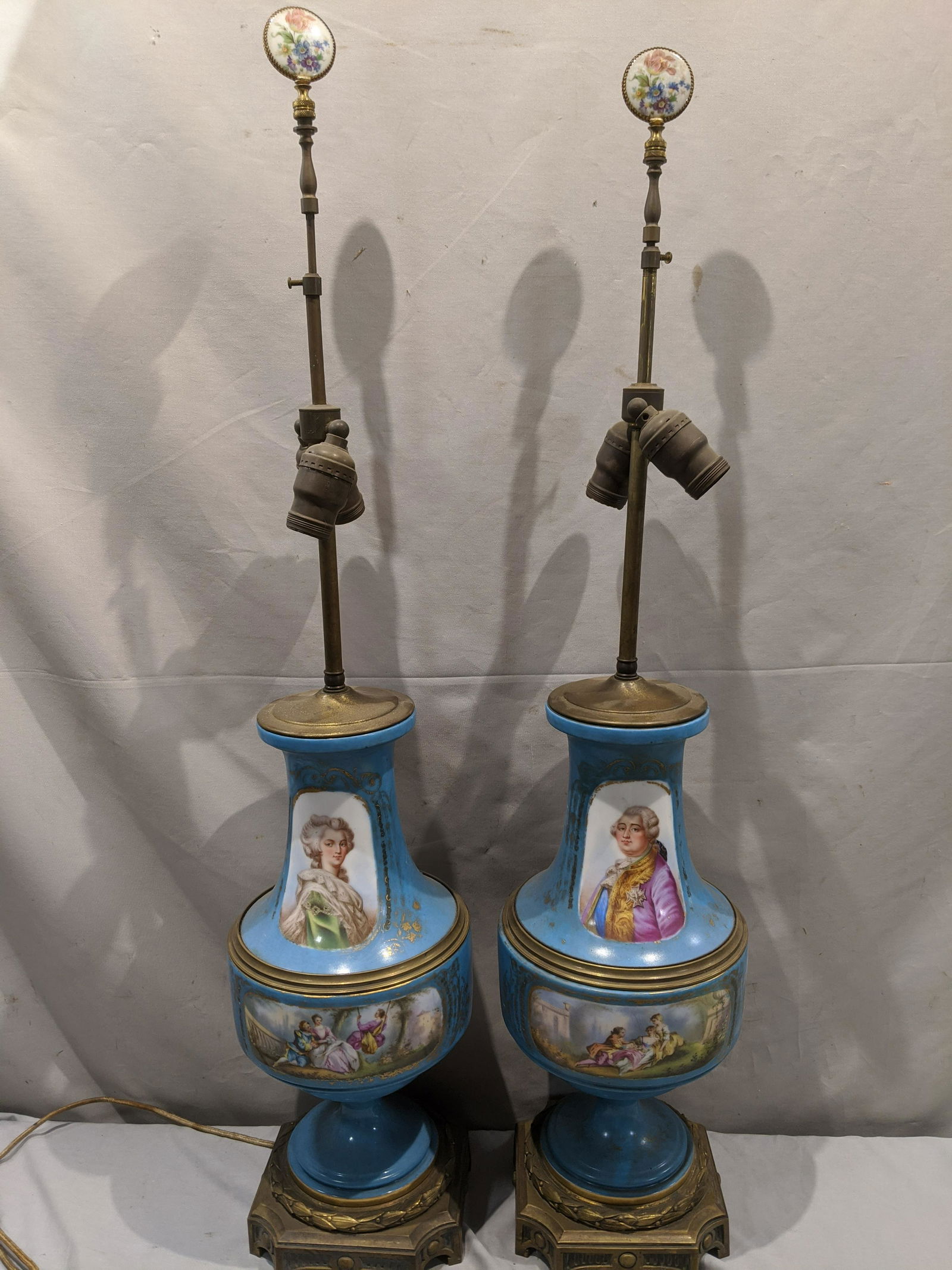 2 1920's Porcelain Lamps Painted George & Martha (1 of 15)
