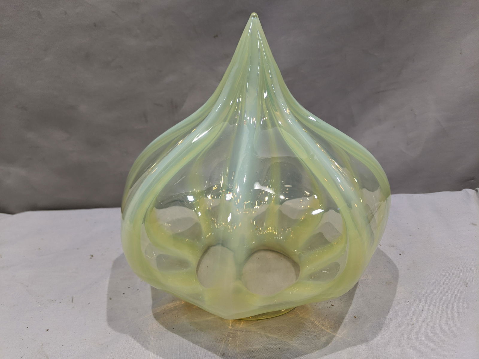 Antique Yellow Vaseline Glass Teardrop Lamp Shade (1 of 5)