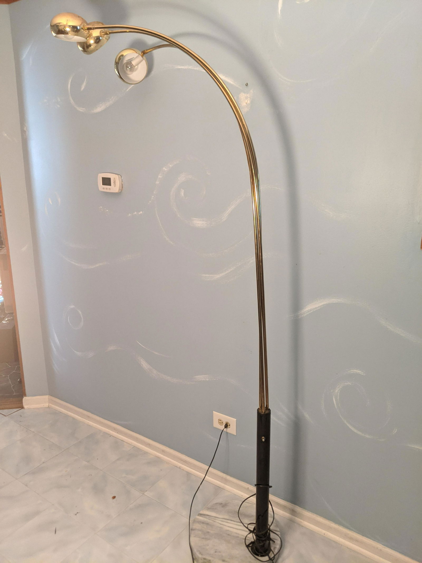 Mid-Century Brass & Marble 3 Light Arc Floor Lamp (1 of 7)