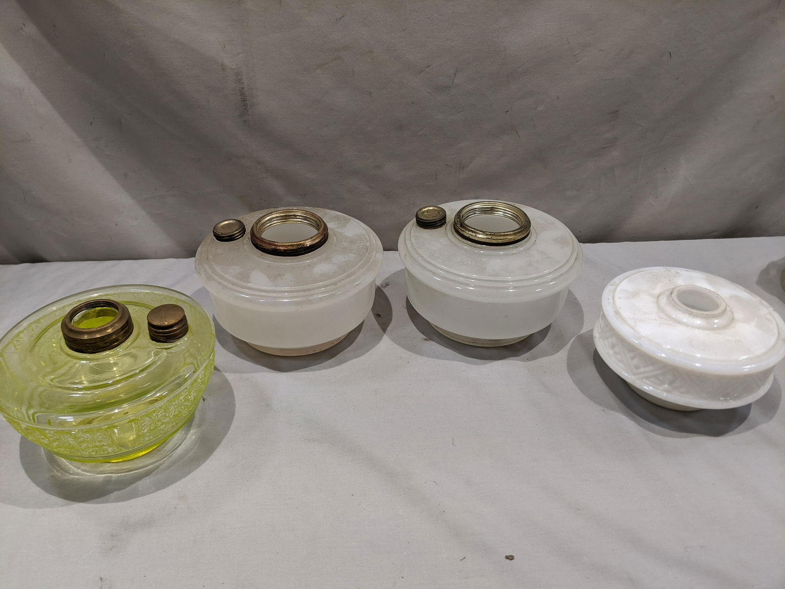 Lot 4 Antique Glass Oil Lamp Fonts (1 of 6)