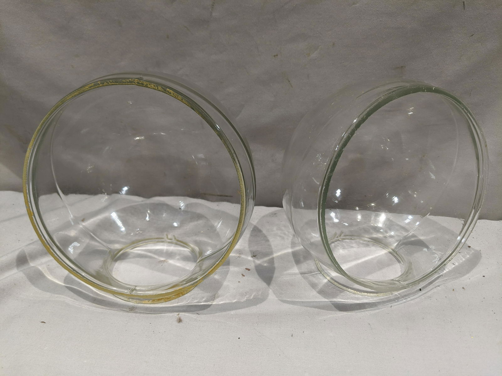 Pair Angle Lamp Co Clear Oil Lamp Elbow Chimney Shade (1 of 6)