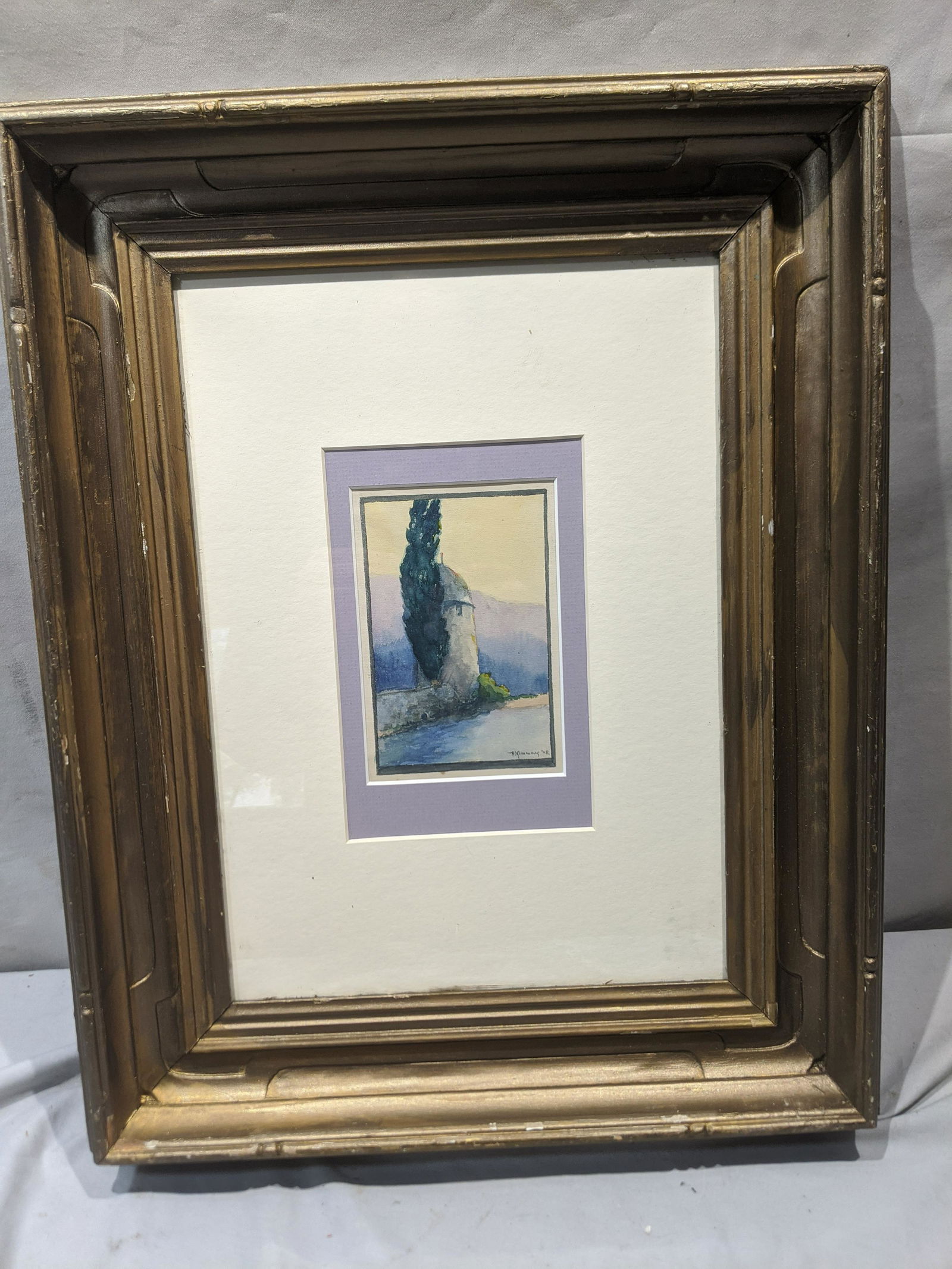 1968 Signed Kimmonds Building & Tree Watercolor (1 of 6)