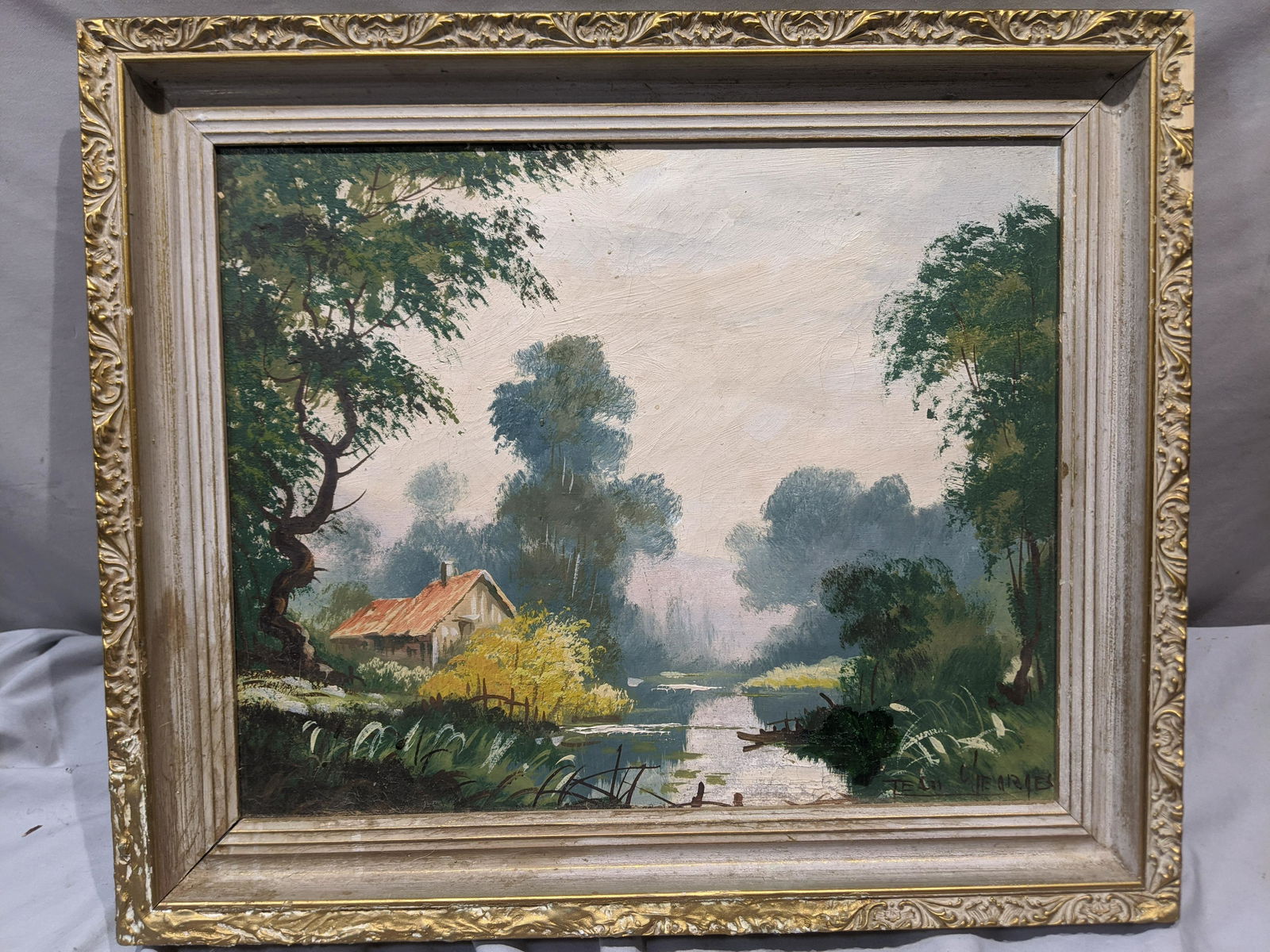 Jean Georges Signed Cabin in Wood Oil Painting (1 of 14)