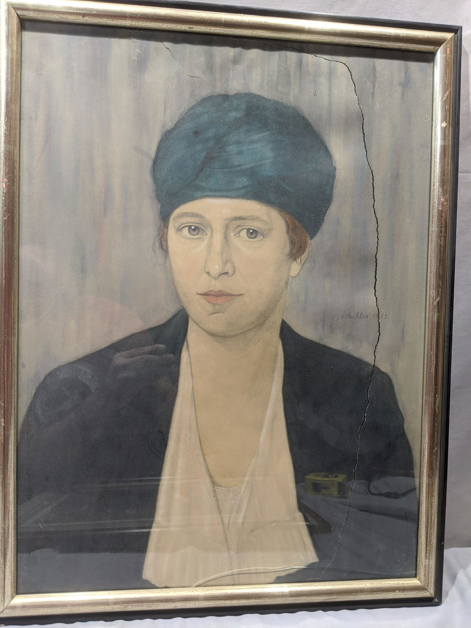 1921 Signed Color Drawing Portrait of Woman (1 of 8)