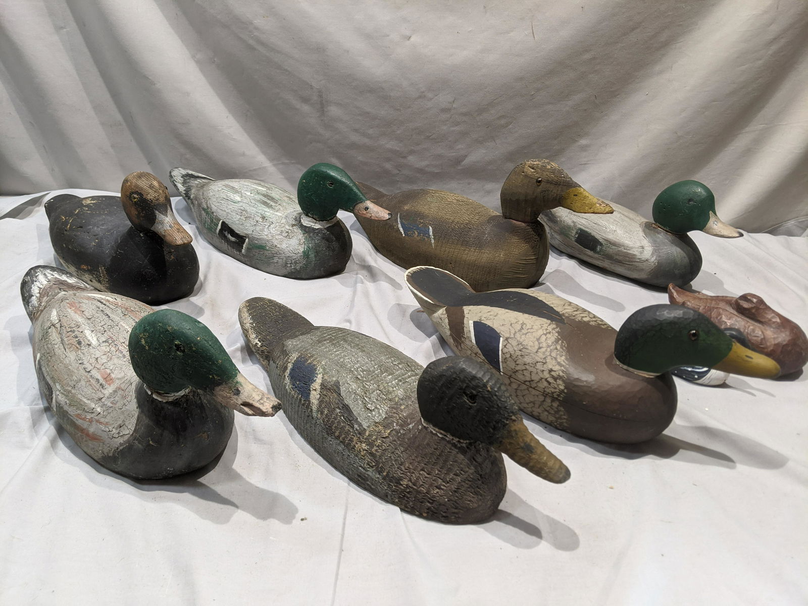 Lot 9 Assorted Hand Carved Hunting Duck Decoys (1 of 10)