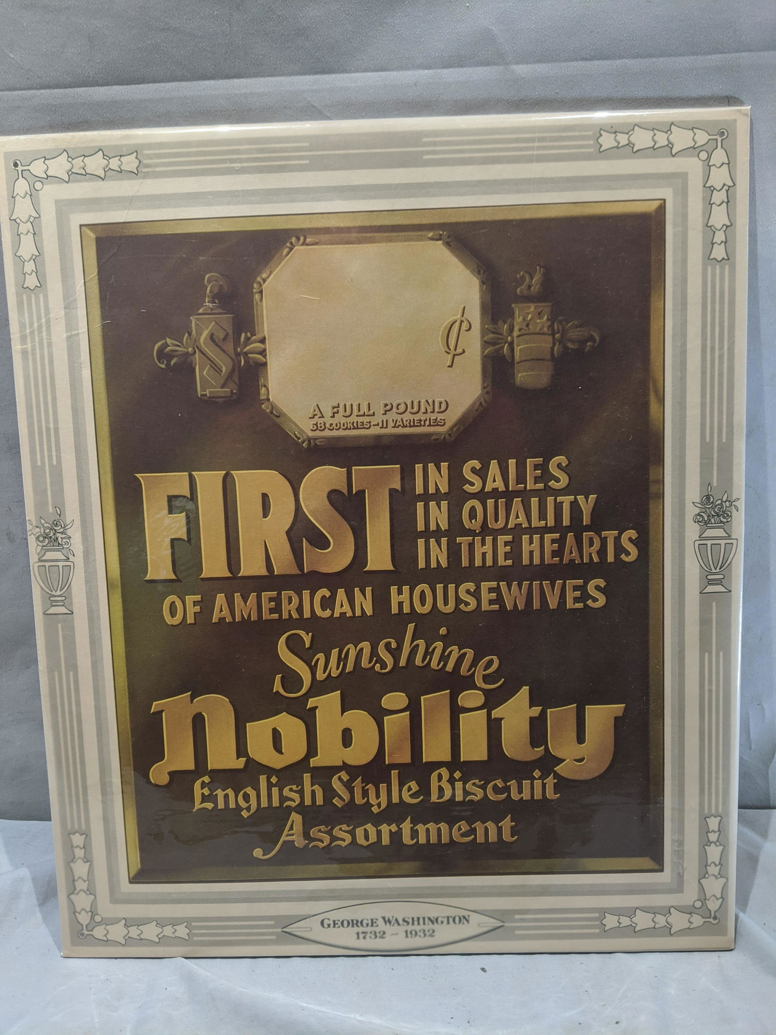 Antique Sunshine Nobility Biscuit Cardboard Sign (1 of 8)