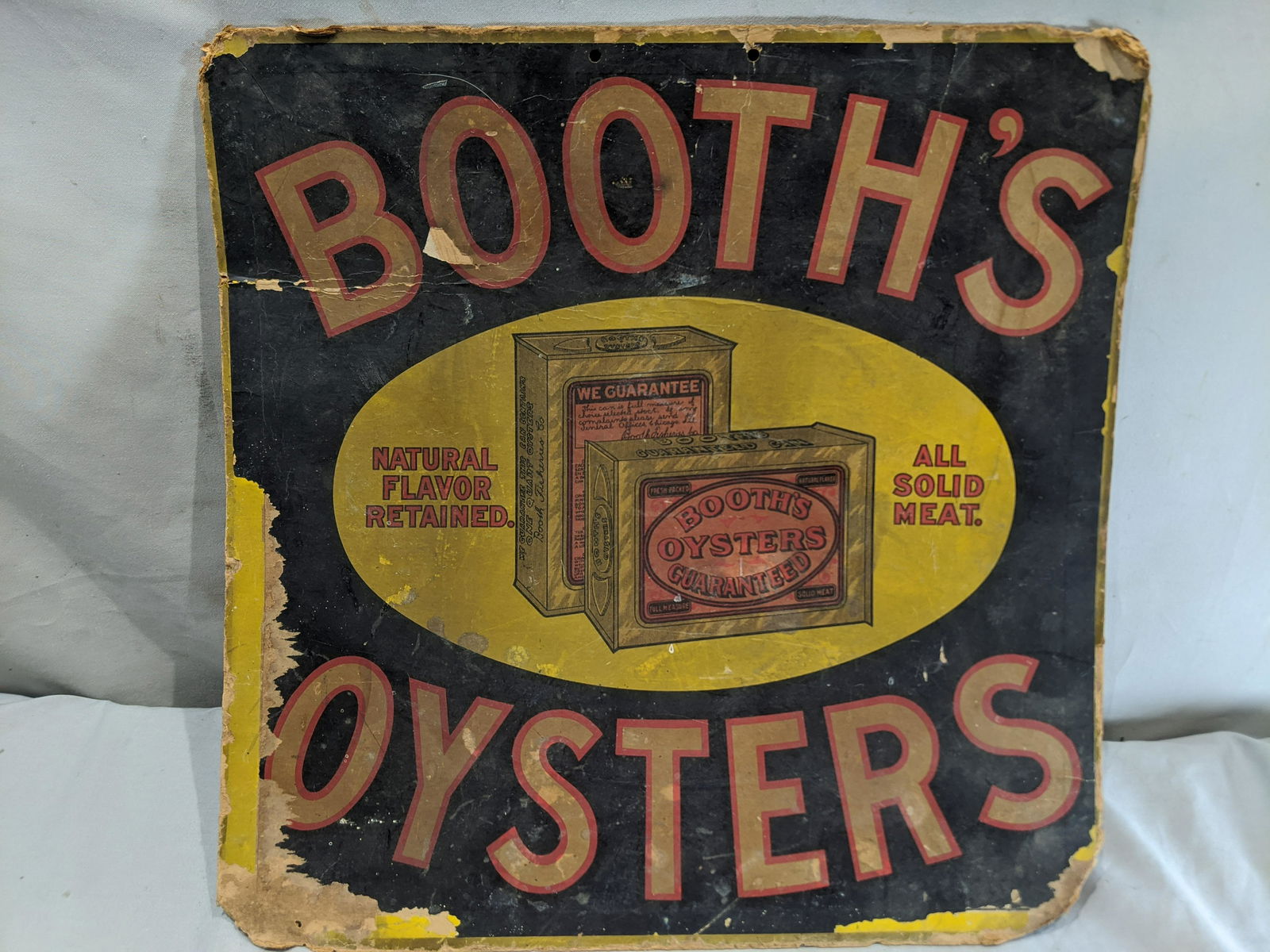 Antique Cardboard Booth's Oysters Advertising Sign (1 of 7)